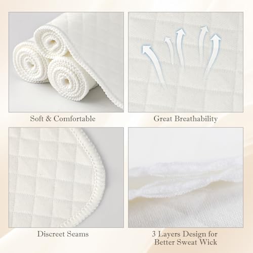 PHOGARY 10pcs Cotton Bra Liners for Sweating, 3 Layer Washable Breast Pads Bra Pads Inserts to Absorb Sweat under Breasts, 17x3 Inch4