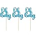 Gyufise 36 Pack Blue Glitter Oh Baby Cake Cupcake Toppers Picks for Wedding Birthday Baby Shower Party Decorations