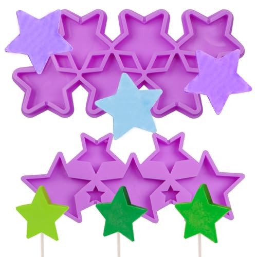 11 Cavity Star Fondant Silicone Molds Lollipop Chocolate Molds Set of 2