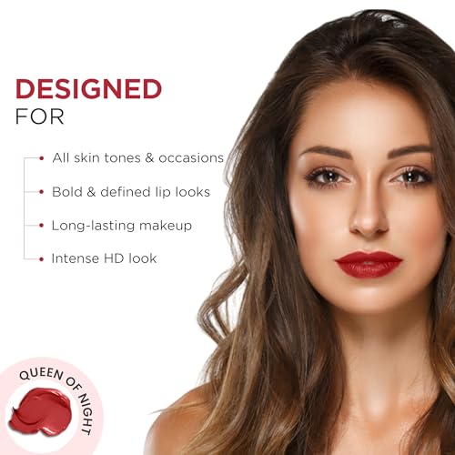 Image of Oshea Colors HD Matte Finish & Highly Pigmented Long Lasting Creamy Lipstick | Lightweight Formula Enriched with Castor Oil, Shea Butter & Jojoba Seed Oil | Free from Paraben (Queen of Night 07) 1.2g