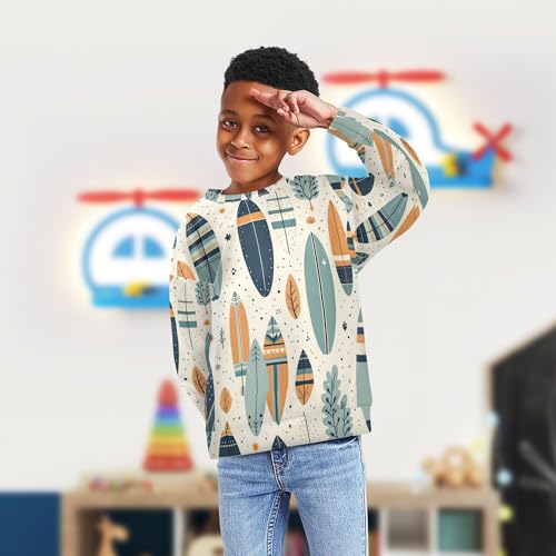 JUNZAN Cartoon Surf Board Summer Little Boys Sweatshirts Hoodies Long Sleeve Hoodies for Girls Camping 4T4