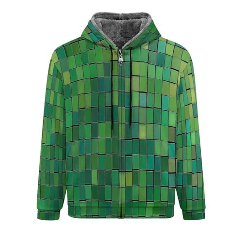 Sweat-shirt thermique homme épais vert et veste d'hiver à capuche