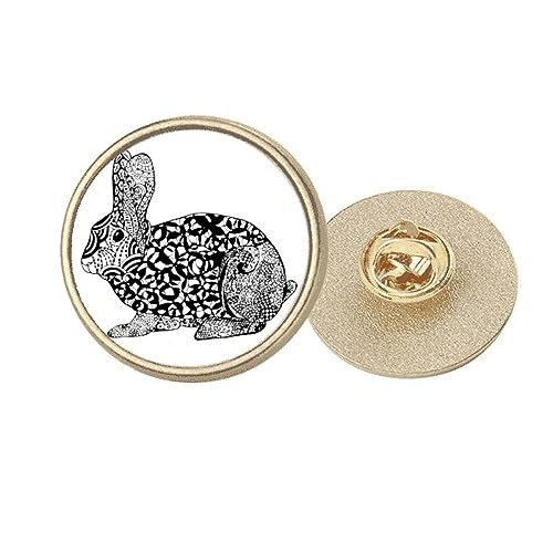 Broche ronde motif gros lapins en métal doré pour look automne