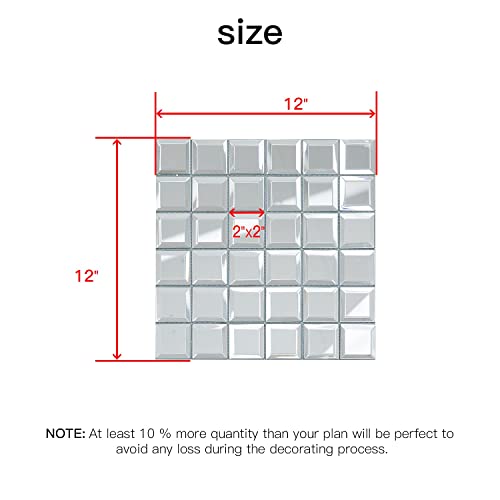 Lovdeco Mirror Glass Mosaic Tile 2" Beveled Silver Crystal Mosaic Tile For Kitchen Backsplash Bathroom Diy (12X12 Inch, 5 Sheets) #TOP7