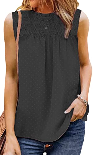 MAFA Blouse Femme Chic et élégant d'Été Col Rond à Manches Courtes Chemisier en Mousseline T-Shirt Pull Tops Noir S Cover