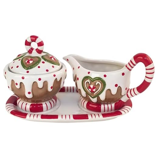 Blue Sky Claworks 20392 Gingerbread Creamer and Sugar with Tray