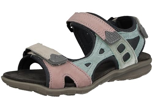 Yinka Shoes Women's Leather Triple Adjustable Hook-and-Loop Straps Mesh Comfort Sport Walking Sandals (Pink/Multi, UK Footwear Size System, Adult, Women, Numeric, Medium, 5)