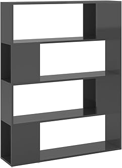 vidaXL Book Cabinet Room Divider High Gloss Grey 39.4x9.4x48.8
