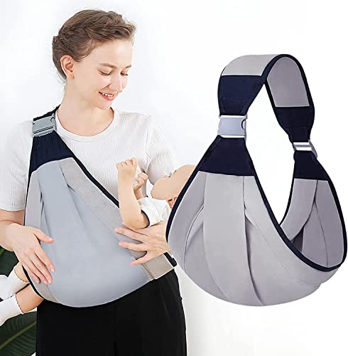 Tragetuch Baby, Bequem Babytrage Neugeborene ab geburt, Dicken Schultergurten, Verstellbare Babytrage, für Baby Tragetuch Neugeborene Kleinkinder bis 20Kg (Grau) Cover