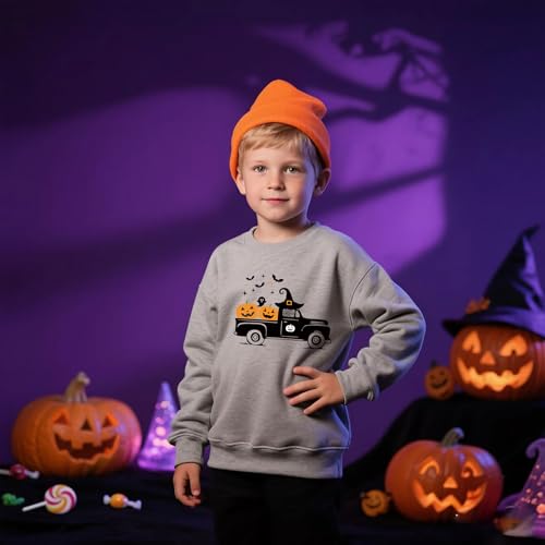 Toddler Boys Halloween Sweatshirts Girls Pumpkin Face Skeleton Ghost Glow in the Dark Shirts Long Sleeve Tops 1-7T2