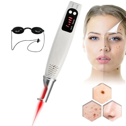 Maszyna do usuwania tatuaży, pikosekundowy długopis laserowy do usuwania pigmentu, blizn, kretów, piegów, ciemnych plam i znaczników skórnych z okularami ochronnymi