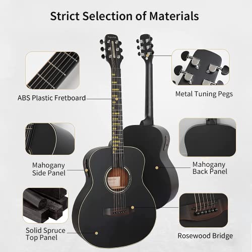Poputar T2 Guitare Acoustique, guitare acoustique 36 pouces, Kit De Guitare Naturelle Pour Débutants, APPLICATION intelligente, Touche 96 LED, enseignement vidéo, mode de jeu, mode entraînement - Les Beatles, Paul McCartney, John Lennon, RIngo Starr, George Harrison Poputar T2 Guitare Acoustique, guitare acoustique 36 pouces, Kit De Guitare Naturelle Pour Débutants, APPLICATION intelligente, Touche 96 LED, enseignement vidéo, mode de jeu, mode entraînement – Image 3