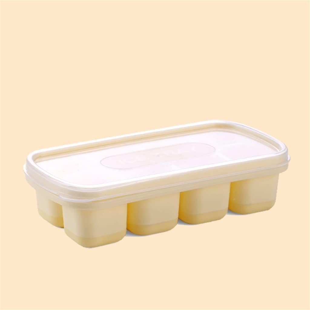 Ice Cube Household Homemade Ice Cube Storage Box Ice Maker Food-Grade Quick- Ice Box with Lid (Peach Powder 13.5 * 3.5cm) (Lemon Yellow 13.5 * 3.5cm)