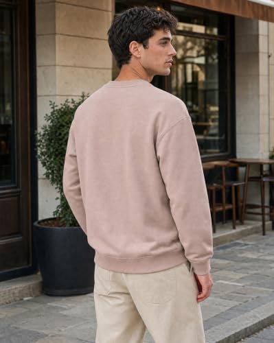 Image of Nobero Oversized Sweatshirts for Man Stylish Crew Neck | 280 GSM Rich Cotton Fleece Solid Oversized Fit Full Sleeve Sweatshirt for Men | Stylish Casual Wear Winter Sweatshirt for Men