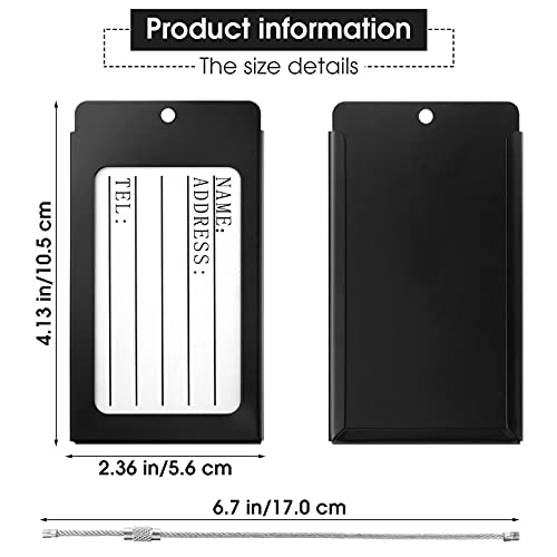 8 Pieces Luggage Tags Business Card Holder Aluminium Metal Travel Id Bag Tag For Travel Luggage Baggage Identifier (Silver, Black) #TOP2
