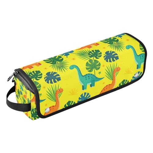 Estuche de viaje 2 en 1 para rizadores y planchas de pelo con tapete resistente al calor y doble capa con cierre, diseño Tropical Dino amarillo miniatura 1