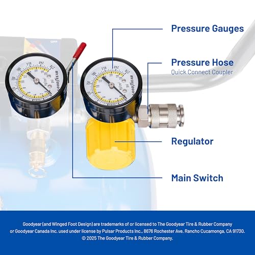 Image of Goodyear 8 Gallon 150 PSI Oil Free Portable Horizontal Electric Air Compressor