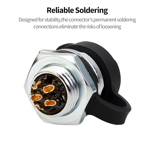 CNLINKO LP12 90° 6-Polig Rundsteckverbinder, IP68 Wasserdicht Schnellanschluss Rechtwinkliger Stecker Einloch Einbausteckdose, Industrielle Außenausrüstung Elektrischer Luftfahrtstecker