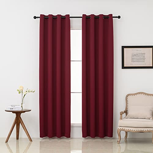 Pickluc Burgundy Blackout Curtains with Grommet 84 Inches Long 2 Panels Light Blocking Window Drapes for Living Room Thermal Insulated Noise Reduction Privacy Protection 52 Wide x 84 Length