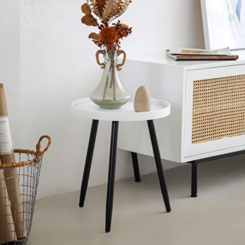 Table de chevet parfaite en bois blanc avec support doré stable et compact - 5
