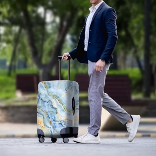 Blue Marble Print Luggage Cover Suitcase Protector, Travel Suitcase Cover for 25-28 inch Luggage with Concealed Zipper Washable Elastic Cloth Dustproof Anti-Scratch3