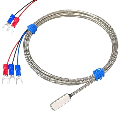 Sensor PT100 de acero inoxidable con cable blindado de 1 metro y tres hilos
