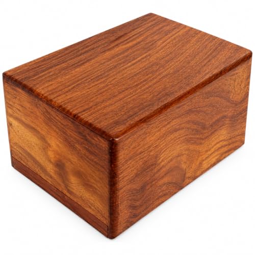 Indian Glance Wooden Urn Box - Urn for Human Ashes Funeral Cremation Urn(Large 8.5" x 6.5" x 4.5" 170 cu. in)