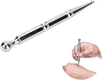 Caneta P/ Terapia Massagem Rosto Olhos Testa Bochechas Costas Braços P/ Rugas Anti Idade Envelhecimento Drenagem Linfatica Acupuntura Pontos de Acupressão Corporal Ferramenta de Massoterapia Profissional de Aço Inoxidável - Palaziun