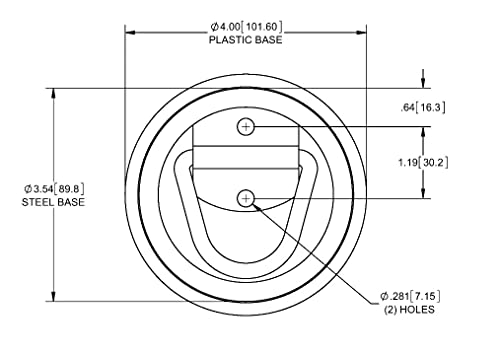 Spep.com 4 Pack D Ring Steel Tie-Downs - Floor Flush Surface Mount With Black Bases - Tiedown Breaking Load Of 1,200 Pounds #TOP1