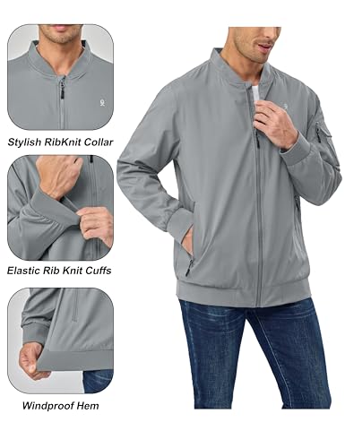 Image of Little Donkey Andy Men's Lightweight Bomber Jacket Causal Fashion Flight Windbreaker Fall Spring Outdoor Coat