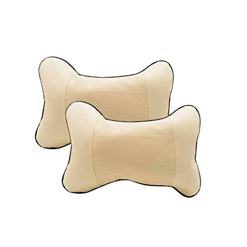 Preisvergleich Produktbild STONCEL Leder PU Hundeknochenform Auto Halskissen Hals (Beige)