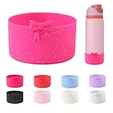 CDYLDXG 8.5CM Bow Silicone Anti-Slip Boot for Owala 32oz Water Bottle,FreeSip/Twist/Flip Stainless Steel Water Bottle, Protective Sleeve Bottom Cover Accessory(Glitter Powder Rose Red)