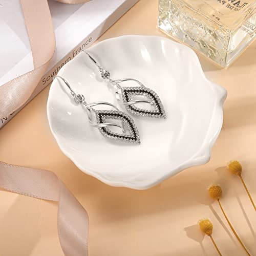 Btoym Dangle Earrings 14K Gold Plated Drop Earrings Double Linear Geometric Round Diamond Boho Earrings For Women Girls (Silver) #TOP5