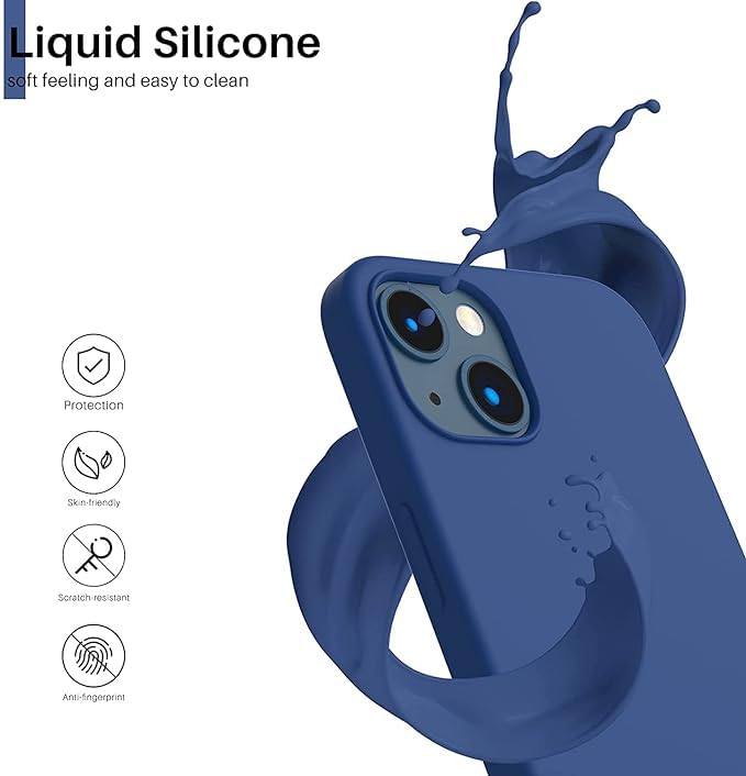 Image of Compatible with iPhone 15 Silicone Case, Slim Shockproof Protective Cover, Drop Protection and Camera Protection, MagSafe Compatible, Soft Microfiber Lining Inside (Royal Blue)