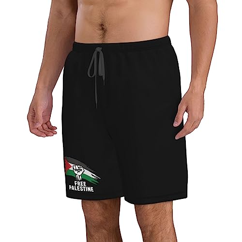 GERRIT Free Palestine Board Shorts Man's Quick Dry Board Shorts Mesh Lining Board Shorts with Pockets3
