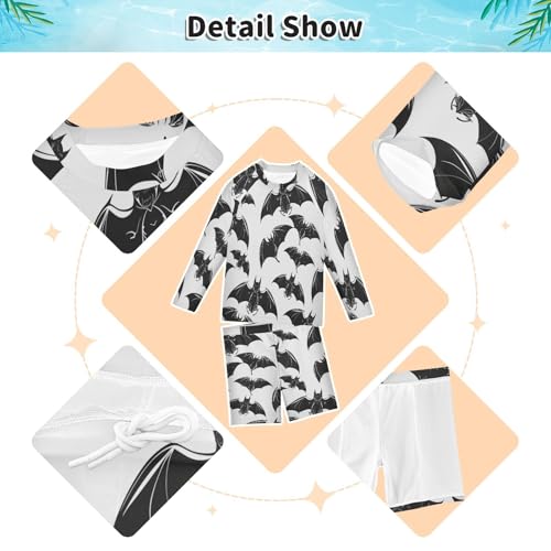 Flying Bat Boys Swimsuit Rash Guard Toddler Kids Long Sleeve Swim Shirt and Trunks Swimwear Set 3-10Y3