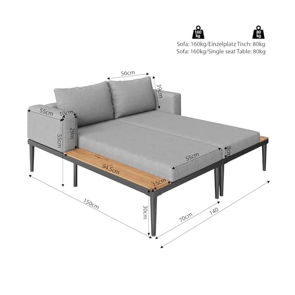 Outdoor Daybed für 2 Personen, teilbar