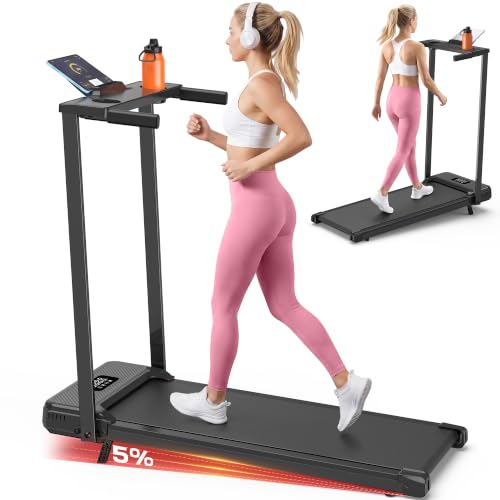 Image of ANCHEER Walking Pad with Handle Bar, 12% Incline, Foldable Treadmill