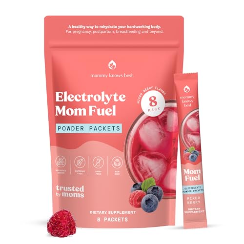 Image of Mommy Knows Best Mom Fuel Electrolyte Drink Mix for Moms, Hydration Support - for Pregnancy, Prenatal, Electrolytes + Trace Minerals, Lactation Drink Mix Supplement (8 Count)