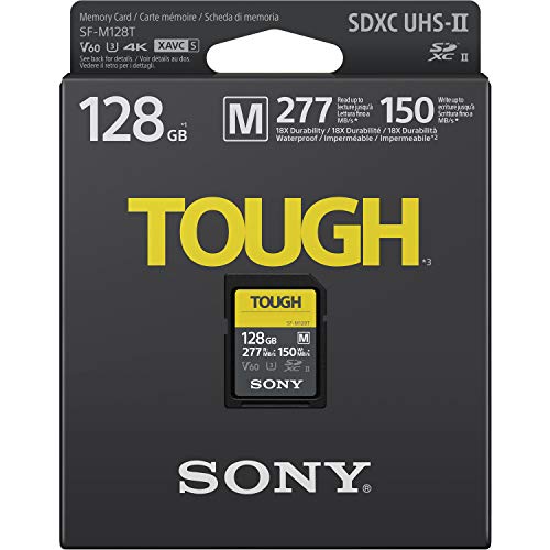 Sony SFM128T/T1 128 GB SF-M Serie, robuste Spezifikation UHS-II U3 V60 SDHXC Digital Speicherkarte - Lesegeschwindigkeit 277 MB/s Schreibgeschwindigkeit 150 MB/s, SFM128T/T1