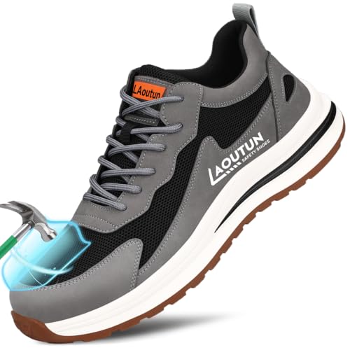 Image of LAoutun Steel Toe Shoes for Men Safety Work Sneakers Lightweight