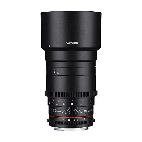 SAMYANG 7451 135/2,2 Objektiv Video DSLR Canon EF manueller Fokus Videoobjektiv 0,8 Zahnkranz Gear, Spiegelobjektiv Teleobjektiv schwarz Cover