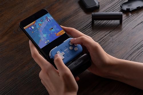 Image of 8Bitdo Micro Bluetooth Gamepad Pocket-Sized Mini Controller with Mobile Clip for Switch, Android, Supports Keyboard Mode (Blue)