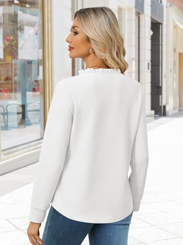 Women's Long Sleeve Henley Tops Casual Waffle Knit Shirts Button Up V Neck Tunic Top Fall Outfit 20254