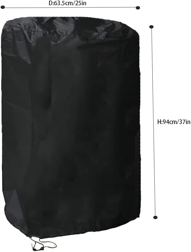 SUNSURE Rain Barrel Cover for Winter Dustproof Waterproof 55 Gallon Drum Cover for Barrel Water Storage Barrel Cover Wine Barrel Cover for All Weather Protection (Black)