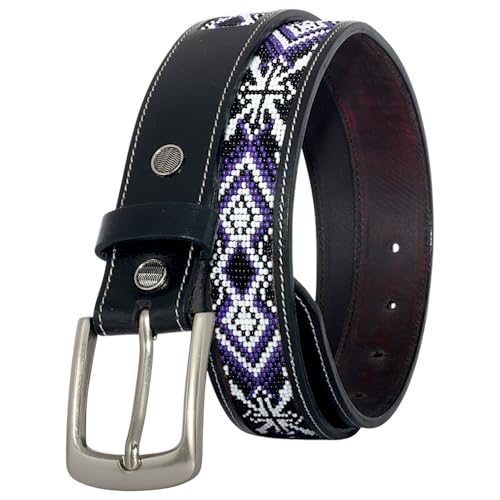 Aztec Heavy Duty Leather Beaded Belt For Women, Bead Belt For Men Gift Accessory