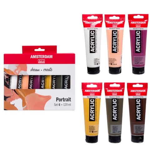Amsterdam Standard Series Pittura Acrilica | Set Ritratto (6 x 120 ml) | Colori Miscelabili per Diverse TonalitĂ di Pelle