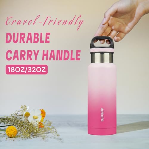 Image of BJPKPK Insulated Water Bottle 18OZ Stainless Steel Water Bottle with Handle Double Walls Vacuum Insulated BPA Free Flask, Cherry