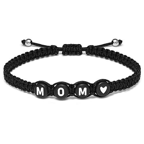 Mother And Father Beads Bracelets Set Of 2 For Mom Dad Id Bracelets Initial Adjustable Heart Link For Family Christmas Day Anniversaries Gifts #TOP1