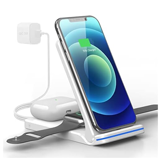 Trådlös laddare 3-i-1 laddningsstation för iPhone 13/12/11-serien/XS MAX/XS/XR/X, Samsung och Qi-certifierade iPhones, hopfällbart trådlöst laddningsstativ för AirPods pro/3/2 och iWatch (vit)